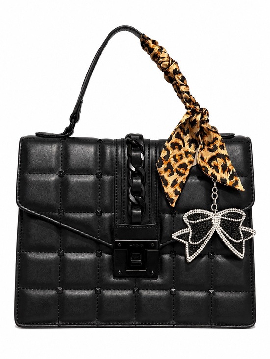 Aldo Handbags - ALDO Honeey Black Quilted Top Handle Bag – EUC – Scarf & Bow Charm Included